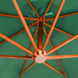 Hanging Garden Parasol 350 cm Wooden Pole Green - 45-Degree Angle