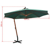Hanging Garden Parasol 350 cm Wooden Pole Green