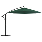 Hanging Parasol with LED Lighting 300 cm Green Metal Pole