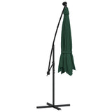 Hanging Garden Parasol with LED Lighting 300 cm Green Metal Pole - Low Angle