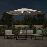 Hanging Garden Parasol with LED Lighting 300 cm Sand Metal Pole - Side View