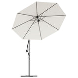 Hanging Garden Parasol with LED Lighting 300 cm Sand Metal Pole - 45-Degree Angle