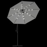 Hanging Garden Parasol with LED Lighting 300 cm Sand Metal Pole - Rear View