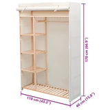 Wardrobe Fabric and Pinewood 110x40x170 cm - Rear View