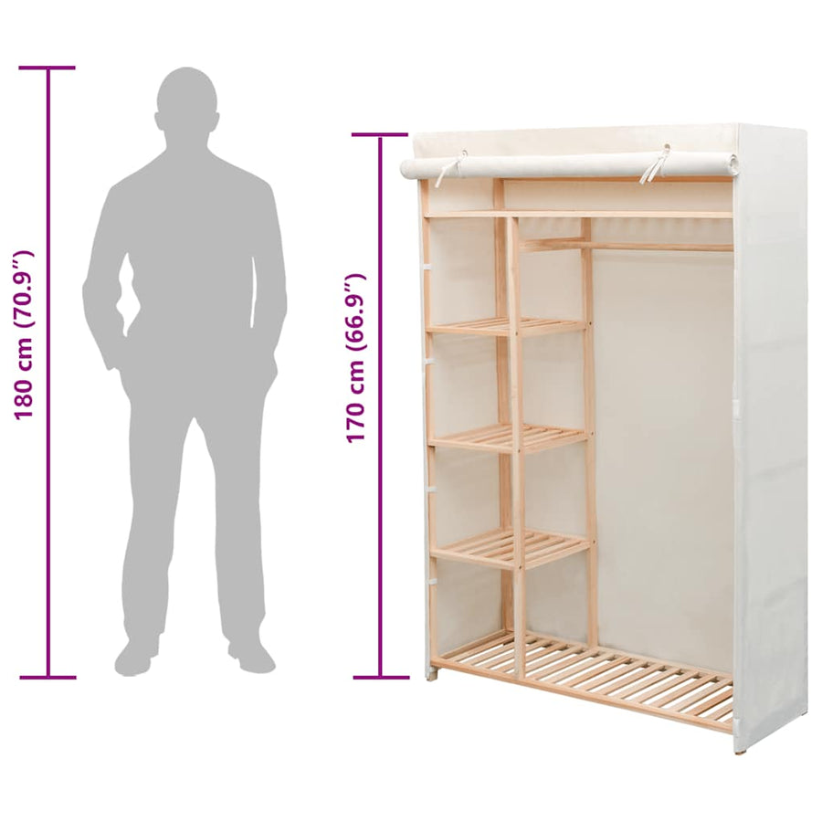 Wardrobe Fabric and Pinewood 110x40x170 cm
