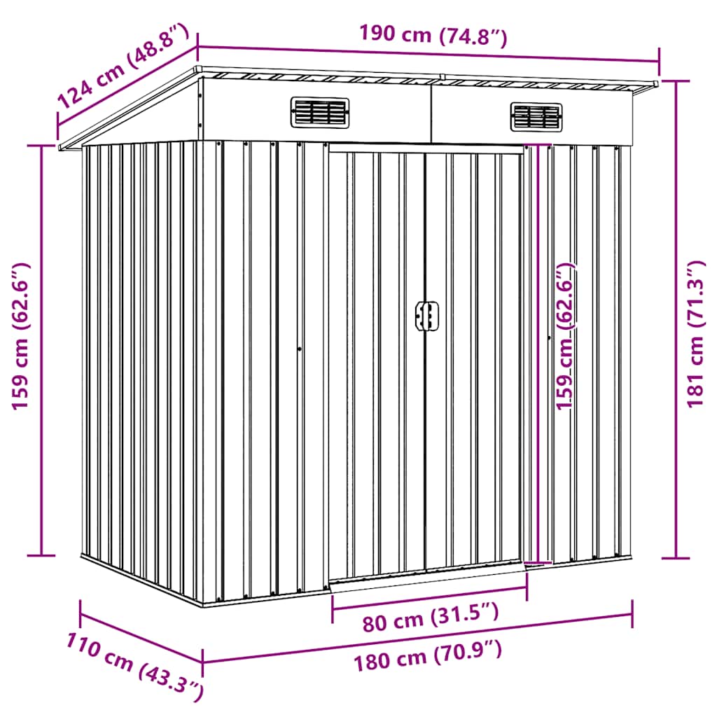 Garden Shed Grey Metal