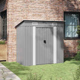 Garden Shed Grey Metal - Side View