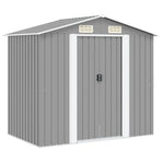 Garden Storage Shed Grey Metal 204x132x186 cm