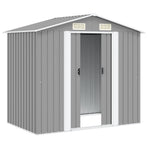 Garden Storage Shed Grey Metal 204x132x186 cm