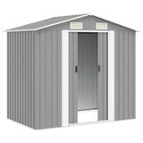 Garden Storage Shed Grey Metal 204x132x186 cm - Top-Down View