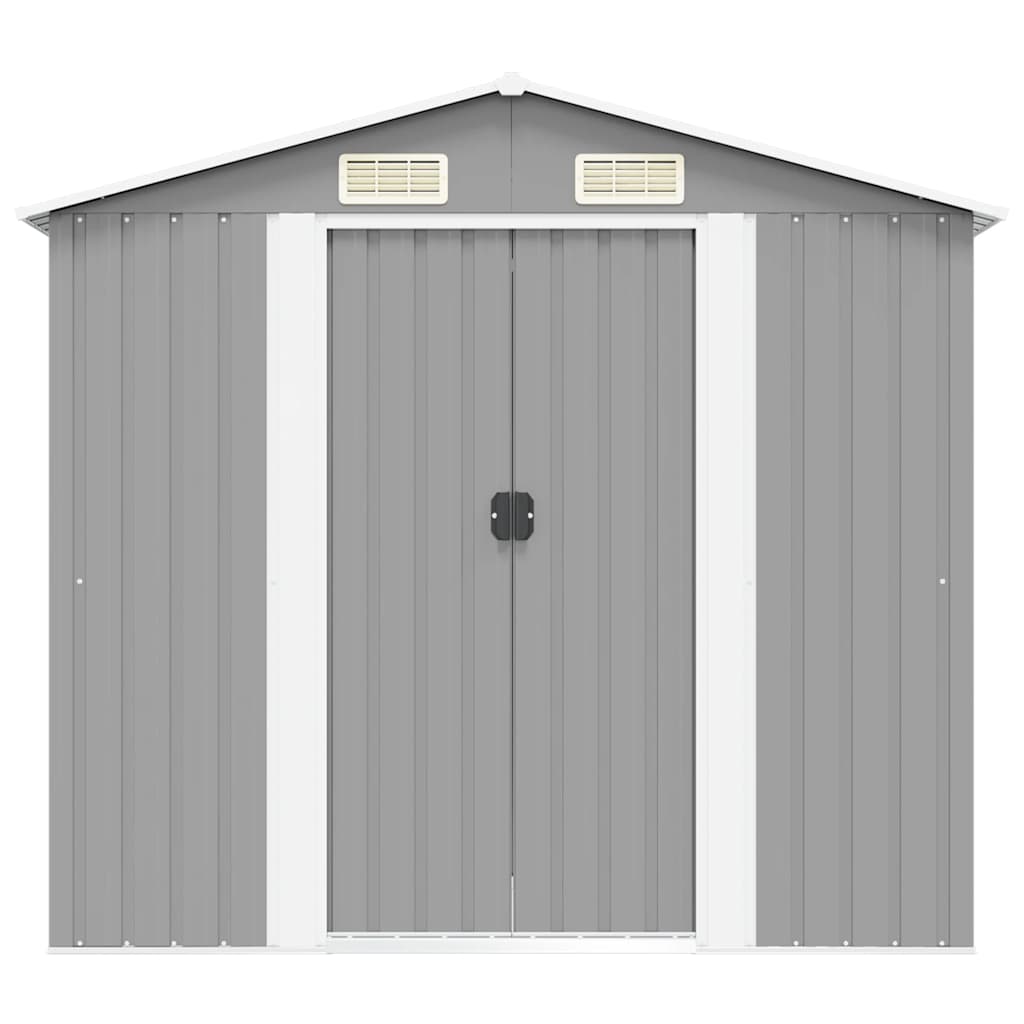 Garden Storage Shed Grey Metal 204x132x186 cm