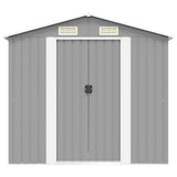 Garden Storage Shed Grey Metal 204x132x186 cm