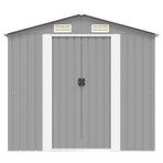 Garden Storage Shed Grey Metal 204x132x186 cm