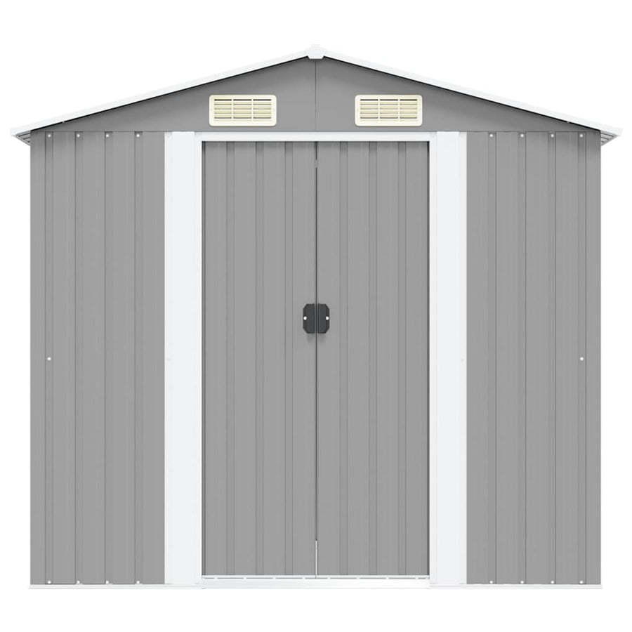 Garden Storage Shed Grey Metal 204x132x186 cm