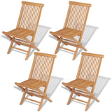 Folding Garden Chairs 4 pcs Solid Teak Wood