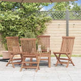 Folding Garden Chairs 4 pcs Solid Teak Wood - Side View