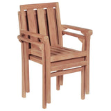 Stackable Garden Chairs 2 pcs Solid Teak Wood - Rear View