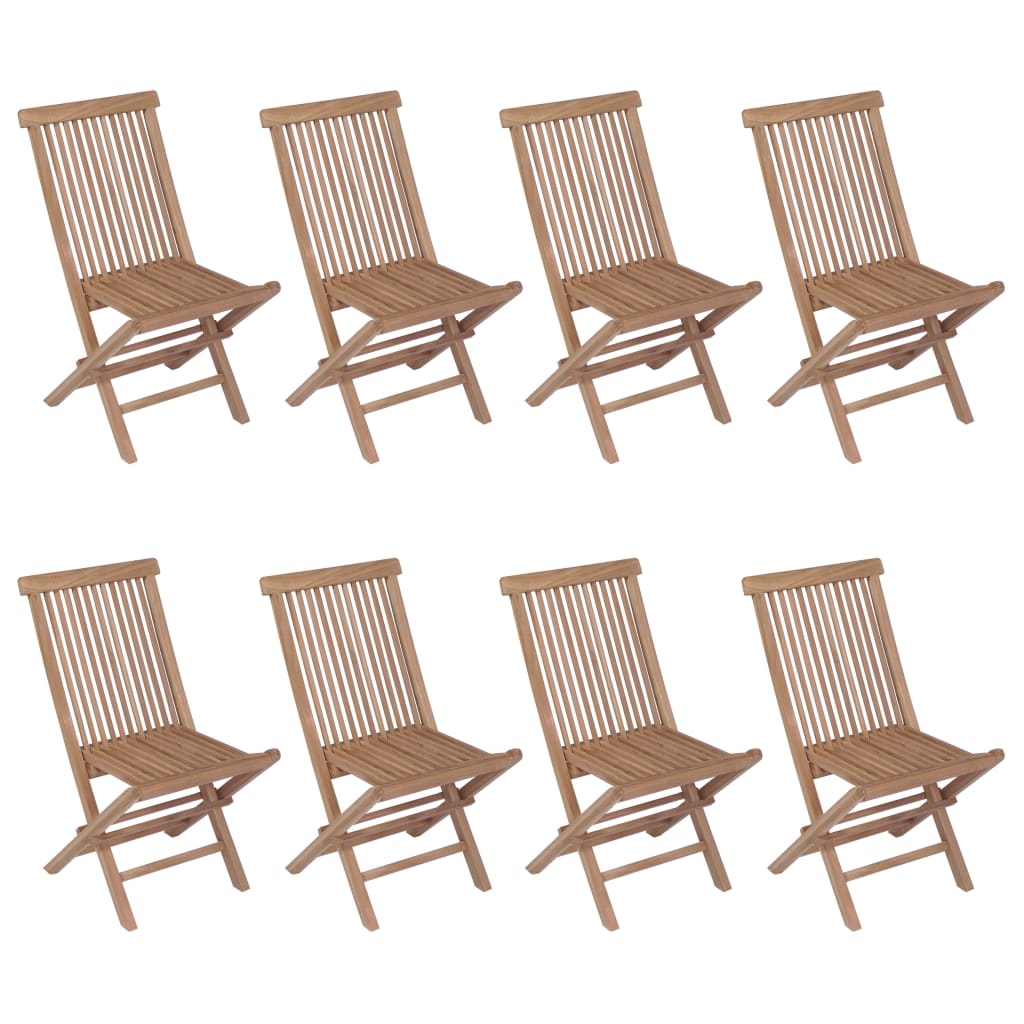 9 Piece Outdoor Dining Set with Folding Chairs Solid Teak Wood