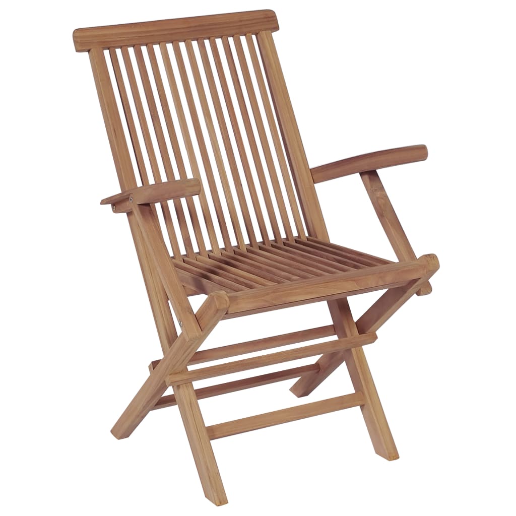9 Piece Outdoor Dining Set with Folding Chairs Solid Teak Wood