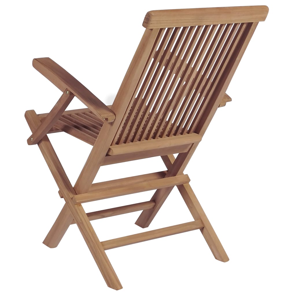 9 Piece Outdoor Dining Set with Folding Chairs Solid Teak Wood