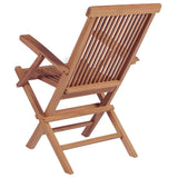 9 Piece Outdoor Dining Set with Folding Chairs Solid Teak Wood