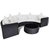 6 Piece Garden Lounge Set with Cushions Poly Rattan Black - Side View