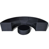 6 Piece Garden Lounge Set with Cushions Poly Rattan Black - Top-Down View