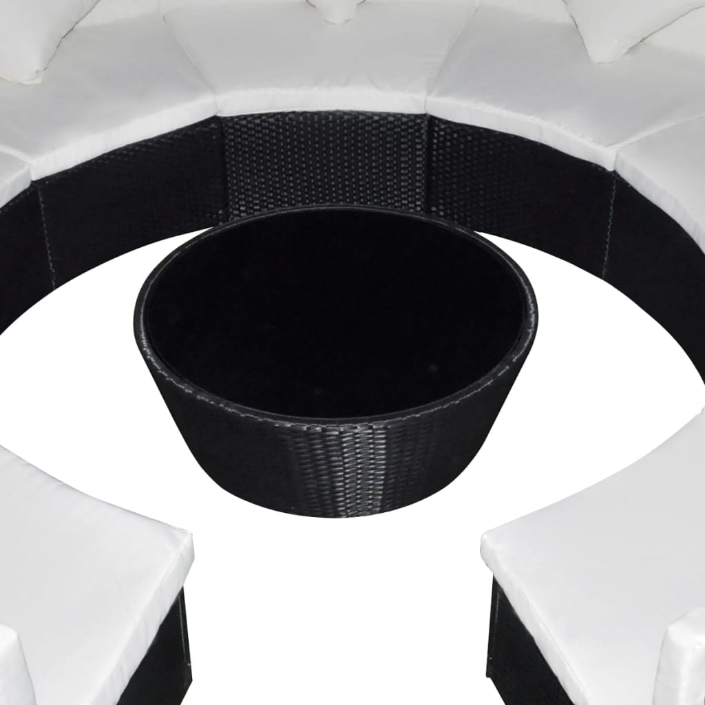 10 Piece Garden Lounge Set with Cushions Poly Rattan Black