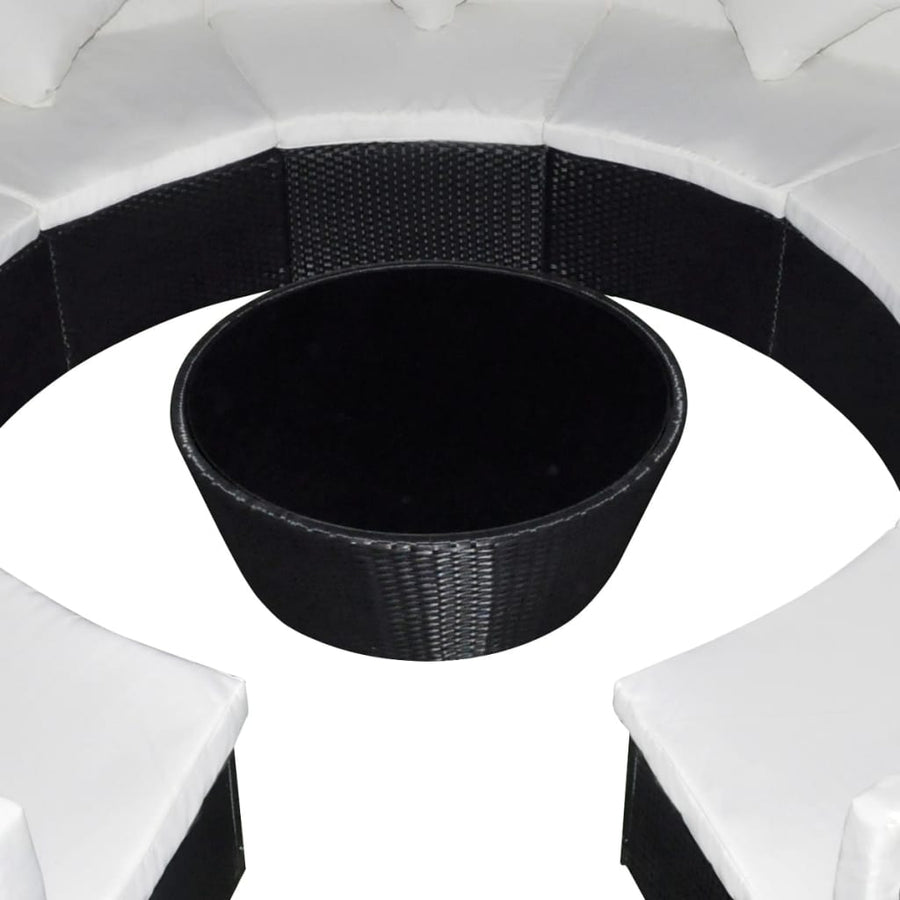 10 Piece Garden Lounge Set with Cushions Poly Rattan Black