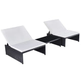 Reclining Garden Chairs 2 pcs with Table Black Poly Rattan