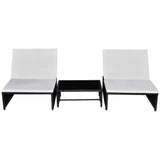 Reclining Garden Chairs 2 pcs with Table Black Poly Rattan