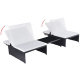 Reclining Garden Chairs 2 pcs with Table Black Poly Rattan