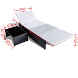 Reclining Garden Chairs 2 pcs with Table Black Poly Rattan