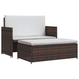 Garden Sofa Poly Rattan Brown - Front View