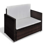 Garden Sofa Poly Rattan Brown - Top-Down View