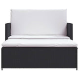 2 Piece Garden Lounge Set with Cushions Poly Rattan Black - Side View