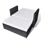 2 Piece Garden Lounge Set with Cushions Poly Rattan Black - Top-Down View