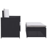 2 Piece Garden Lounge Set with Cushions Poly Rattan Black - 45-Degree Angle