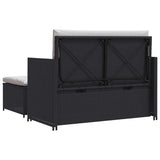 2 Piece Garden Lounge Set with Cushions Poly Rattan Black - Rear View