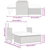 2 Piece Garden Lounge Set with Cushions Poly Rattan Black