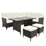 4 Piece Garden Lounge Set with Cushions Poly Rattan Brown - Side View