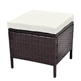 4 Piece Garden Lounge Set with Cushions Poly Rattan Brown - Low Angle
