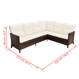 4 Piece Garden Lounge Set with Cushions Poly Rattan Brown