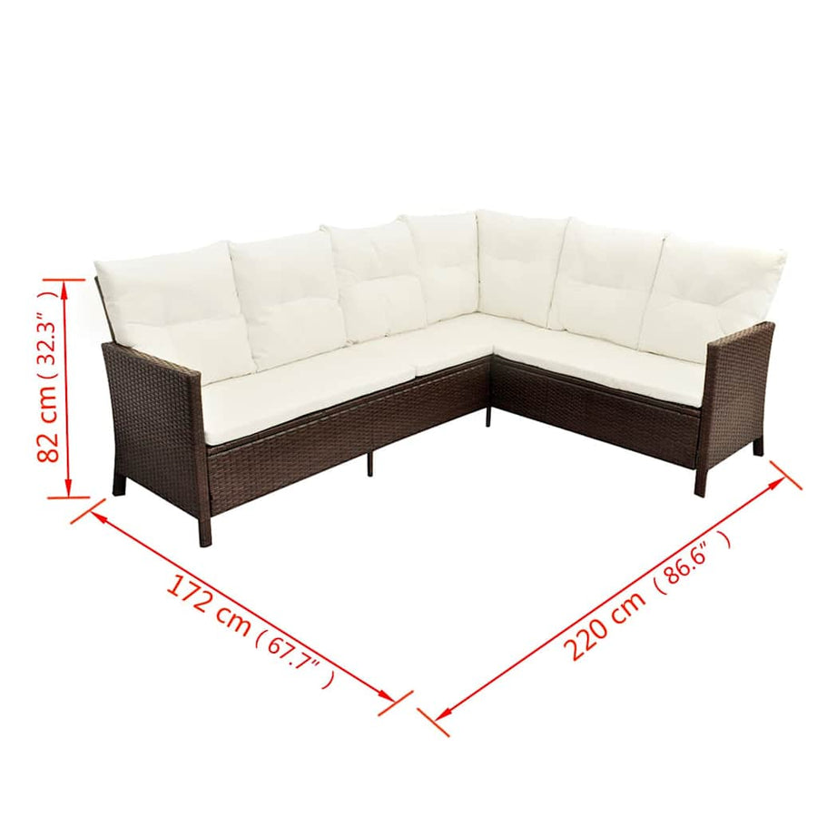 4 Piece Garden Lounge Set with Cushions Poly Rattan Brown