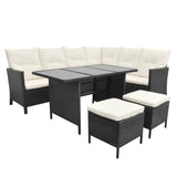 4 Piece Garden Lounge Set with Cushions Poly Rattan Black - Side View