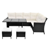 4 Piece Garden Lounge Set with Cushions Poly Rattan Black - Top-Down View