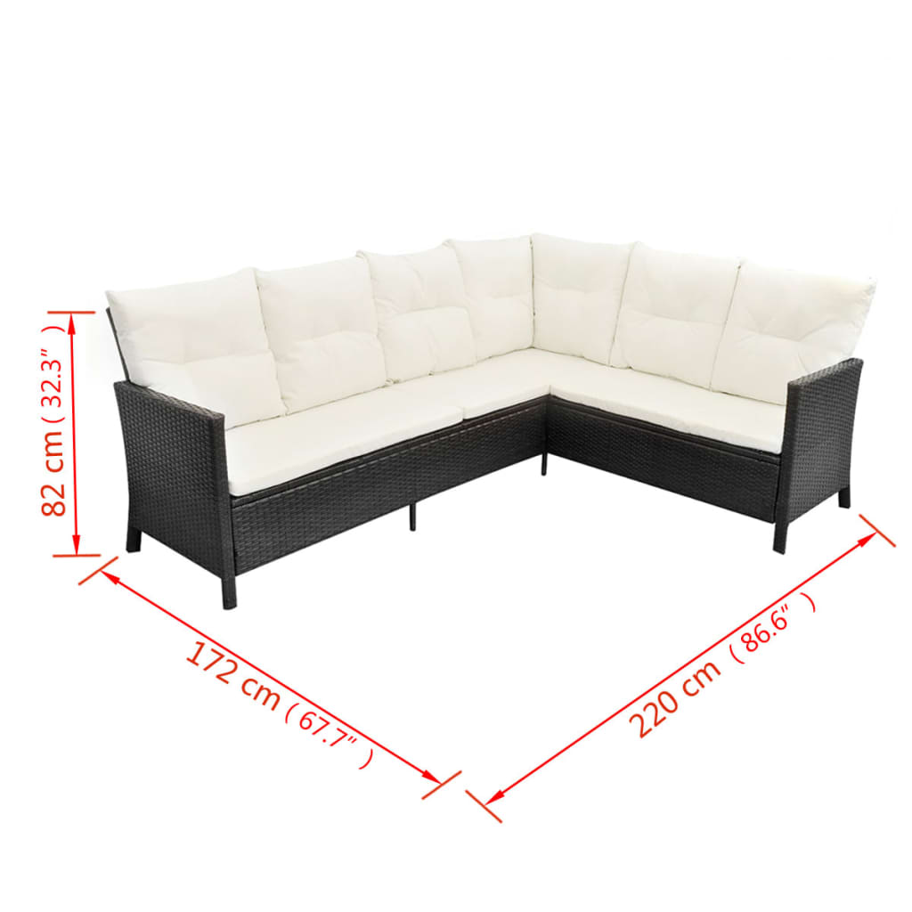 4 Piece Garden Lounge Set with Cushions Poly Rattan Black