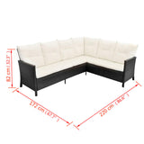 4 Piece Garden Lounge Set with Cushions Poly Rattan Black