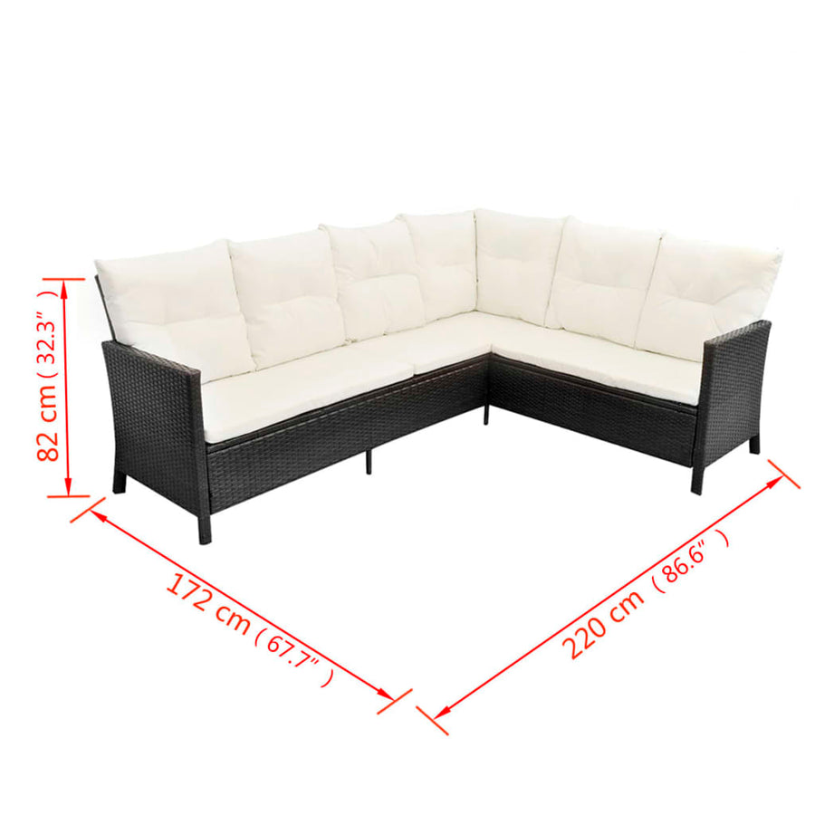 4 Piece Garden Lounge Set with Cushions Poly Rattan Black