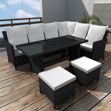 4 Piece Garden Lounge Set with Cushions Poly Rattan Black